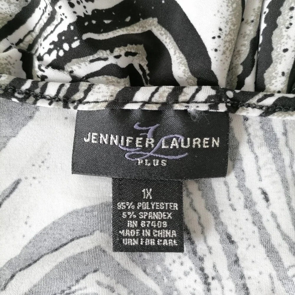 Jennifer Lauren Women's Black Zebra Print Ruffle Layered Fit & Flare Dress Sz 1X